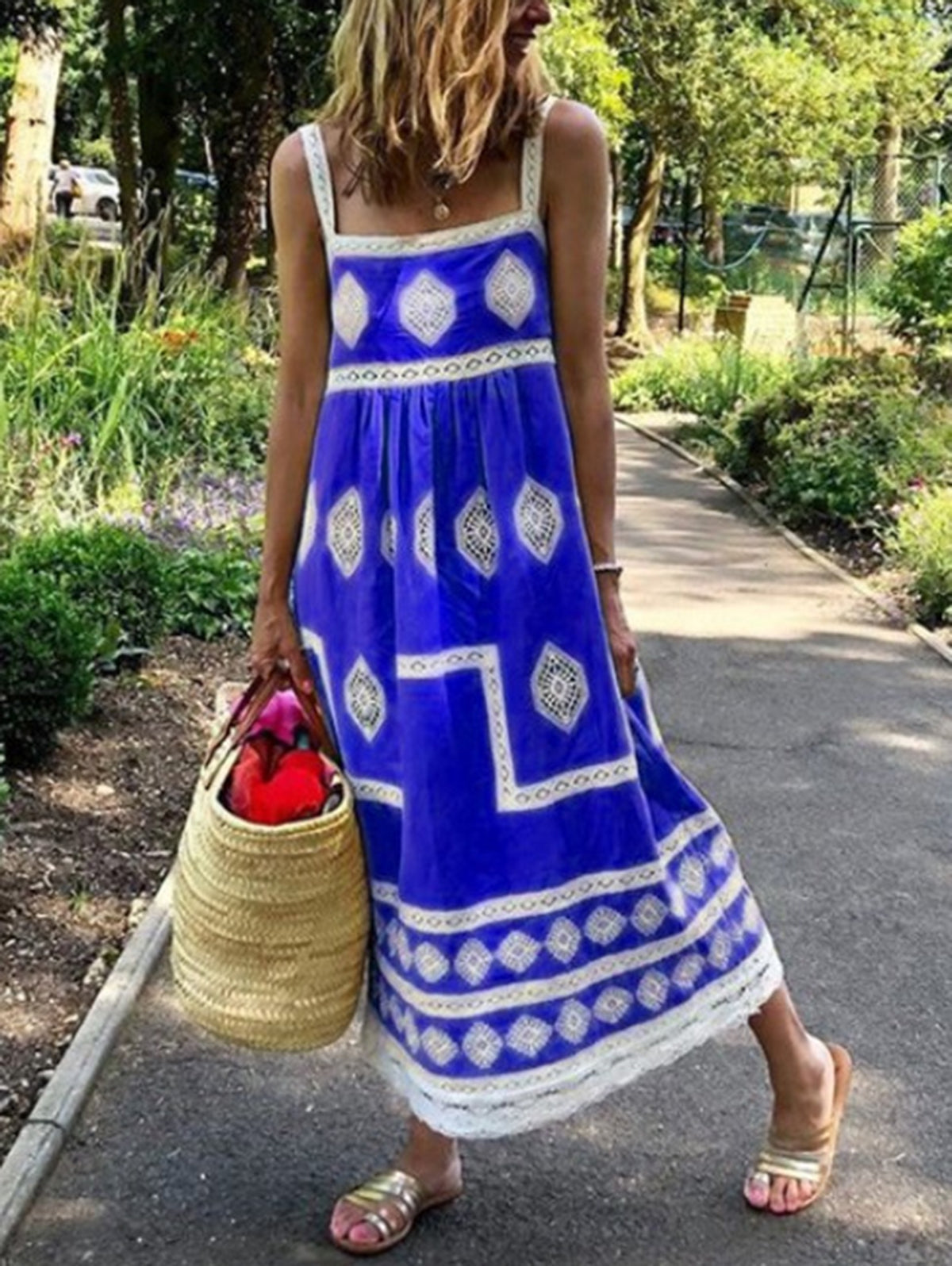 Sophie Paris® | Robe maxi à imprimé bohème à col carré