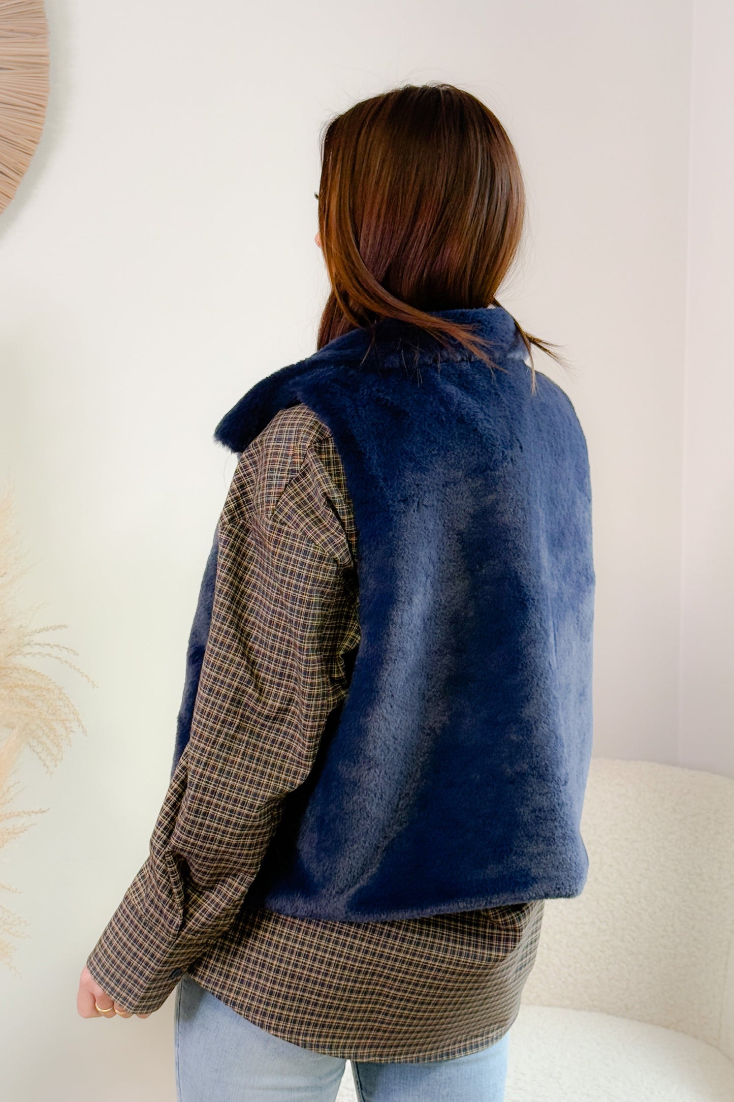 Gilet Fausse Fourrure Adélinia Bleu Marine