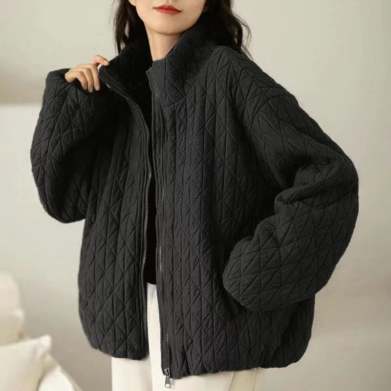Veste à col montant texturé avec poches latérales