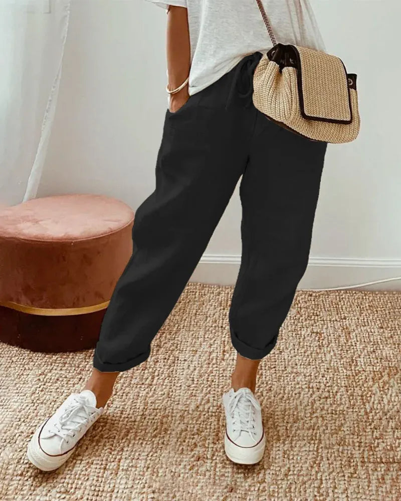Elegant Women's High-Waisted Wide Leg Pants - Spring Summer Style