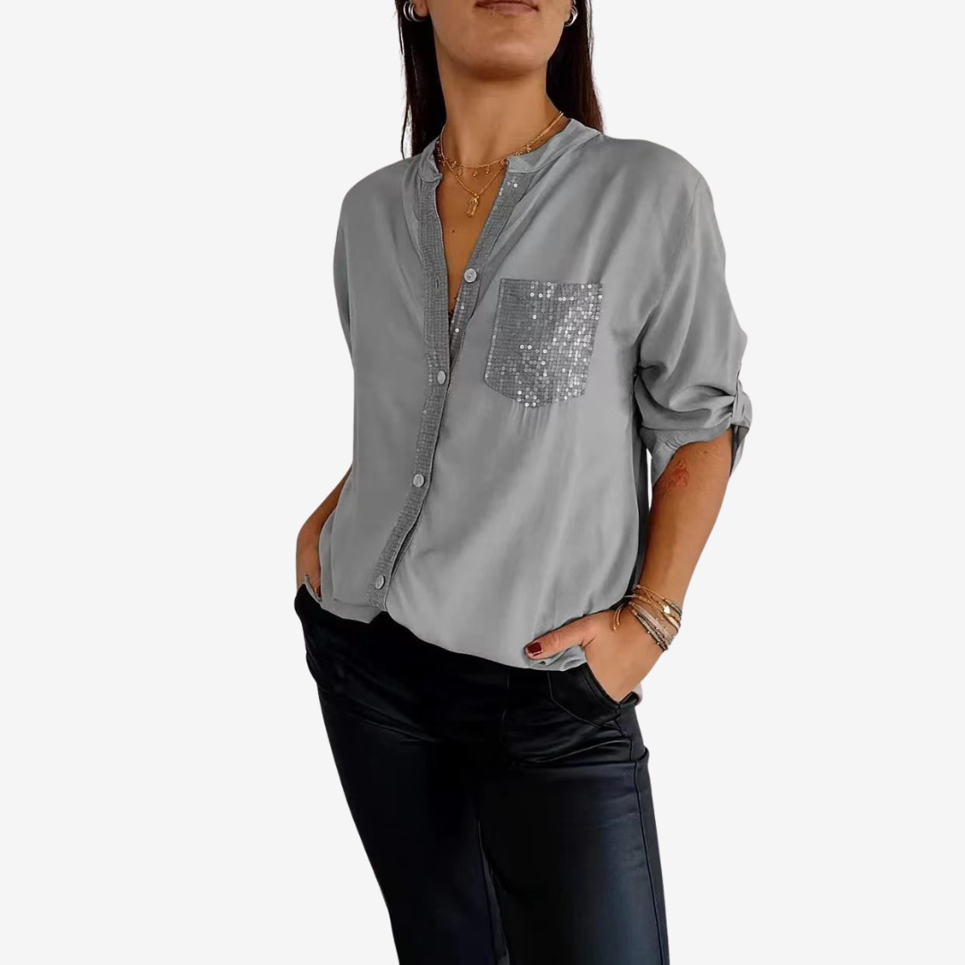 Elyn™ Chemise à Poche Pailletée