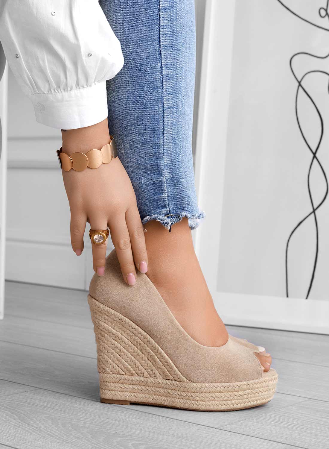 Espadrilles compensées en daim