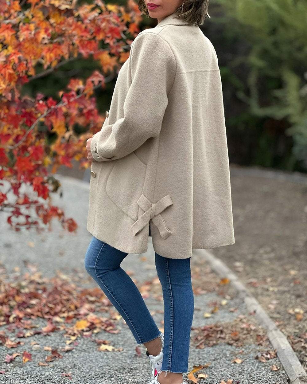 Veste élégante à nœud latéral chic pour superposition stylée
