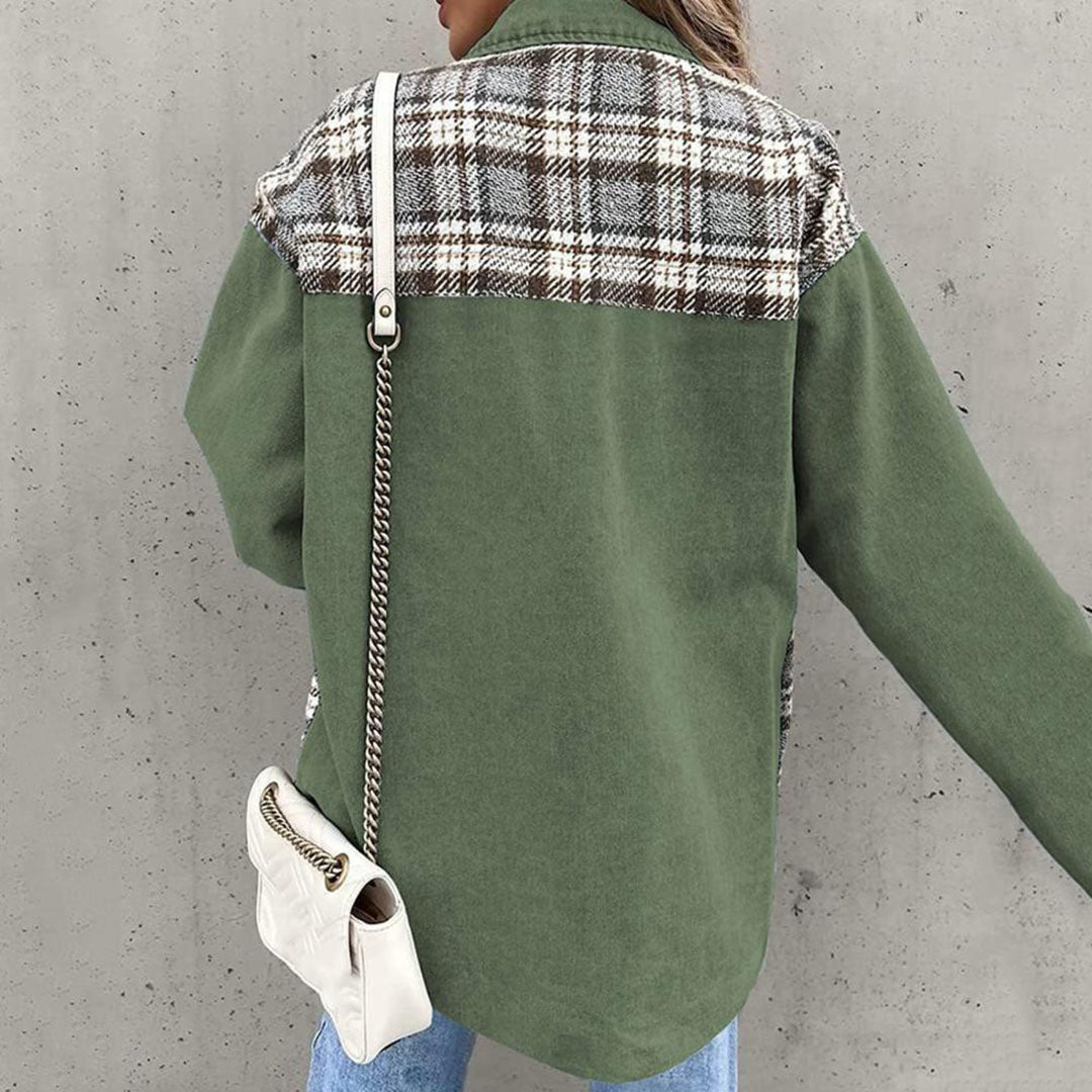 Veste à carreaux chic avec col classique pour femme