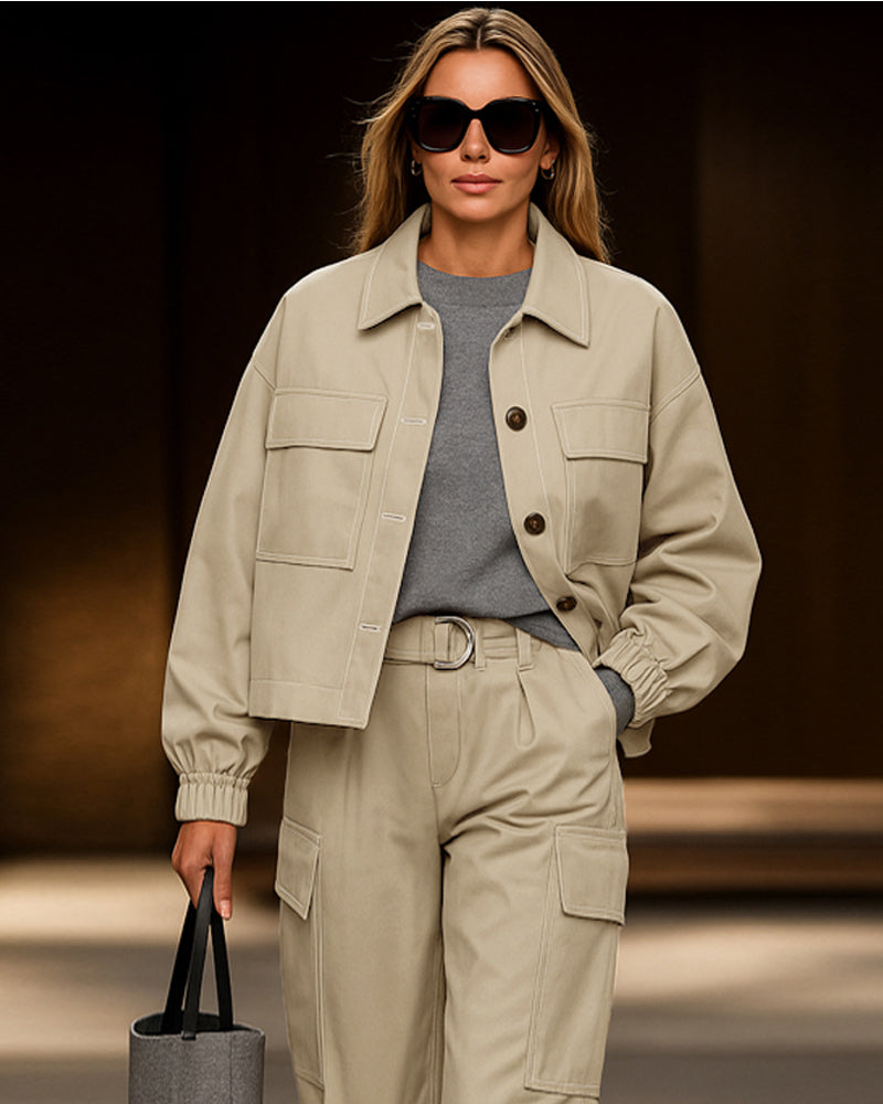 Ensemble moderne veste utilitaire et pantalon cargo