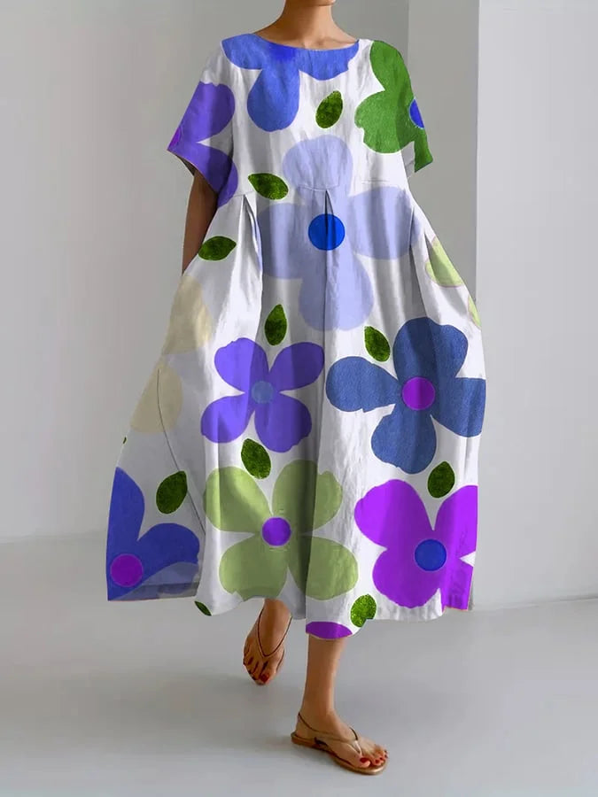 Eliana | Robe midi florale et enjouée pour des journées d'été décontractées