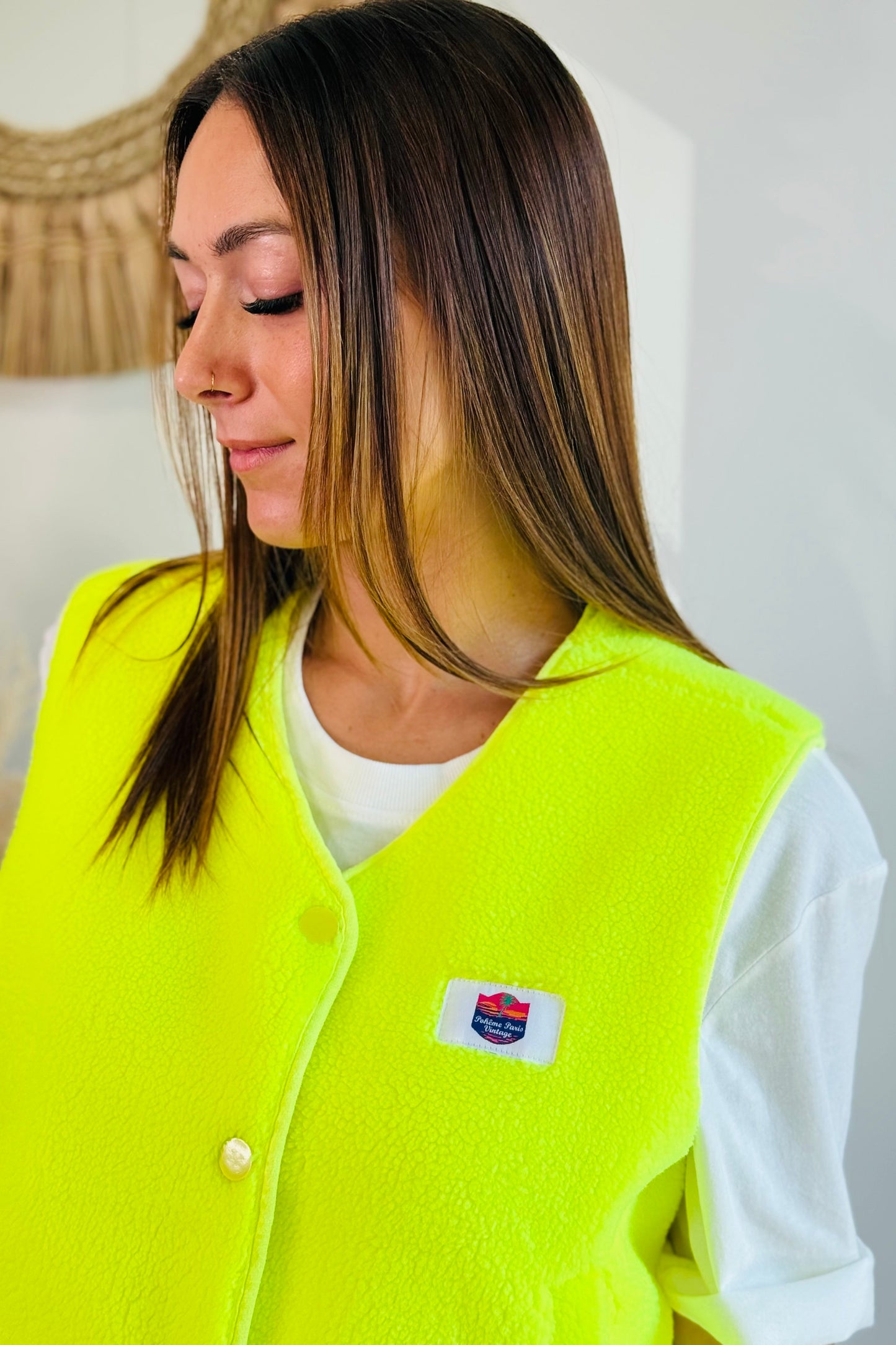 Gilet Teddy Giselyne Jaune Fluo