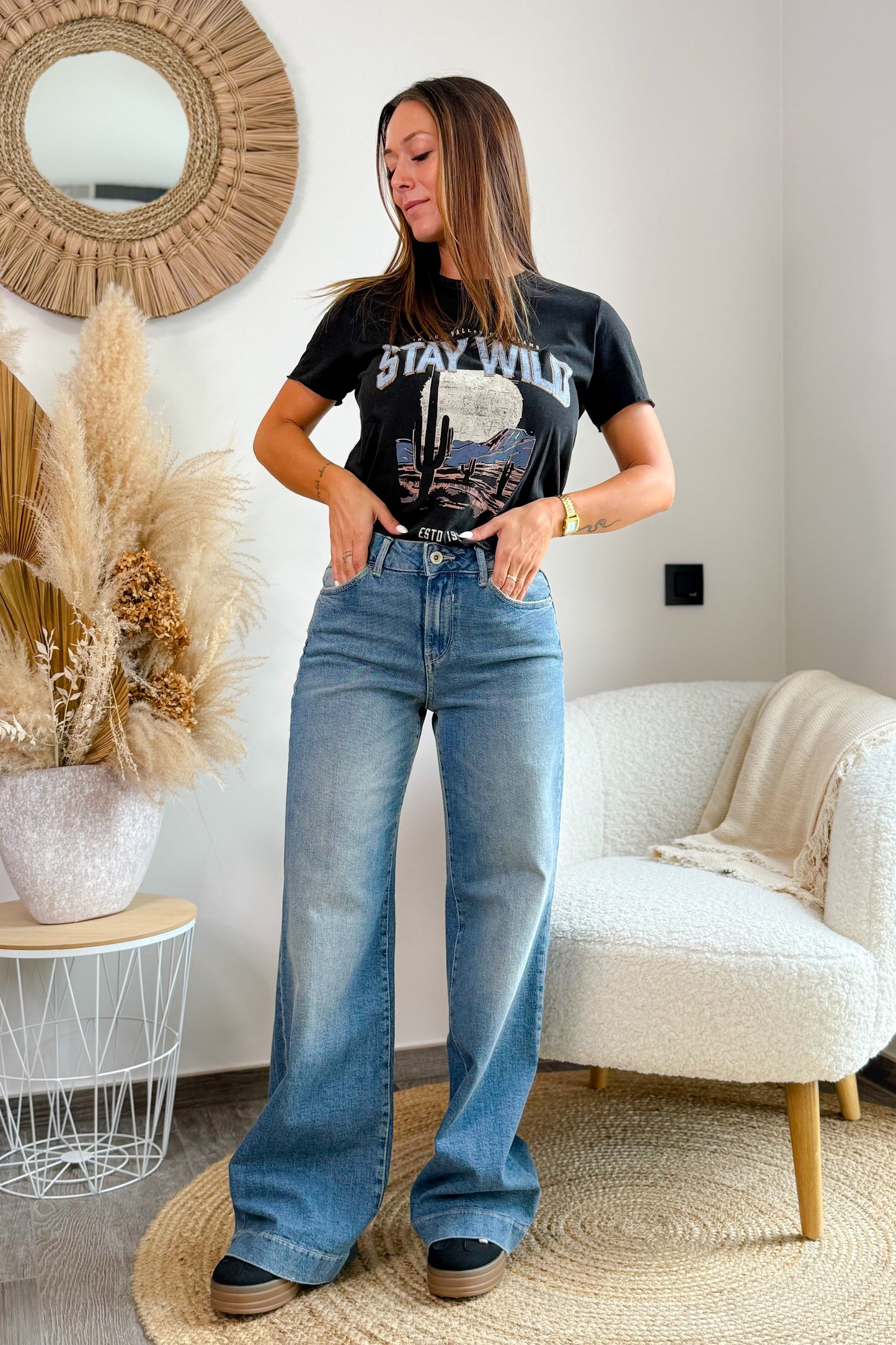 T-Shirt Lucy Texana Noir Délavé