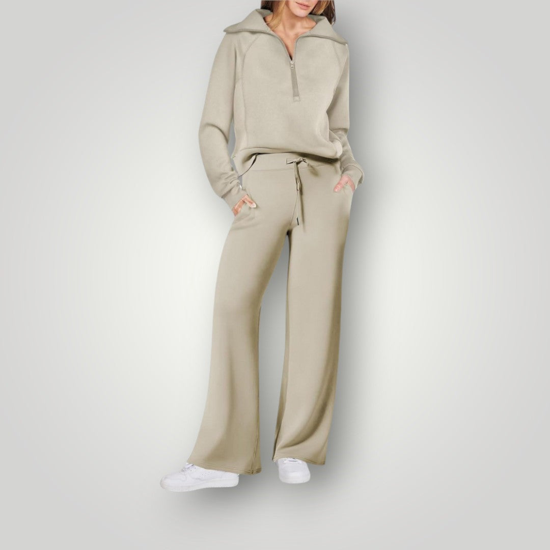 Ensemble Décontracté Pantalon et Pull Zippé Stylé Femme