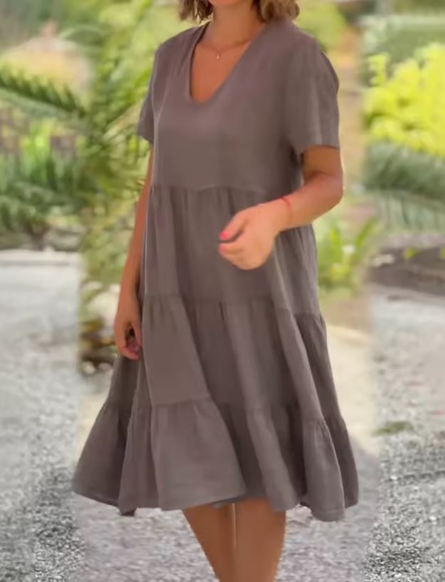 Robe décontractée en lin et coton pour femme