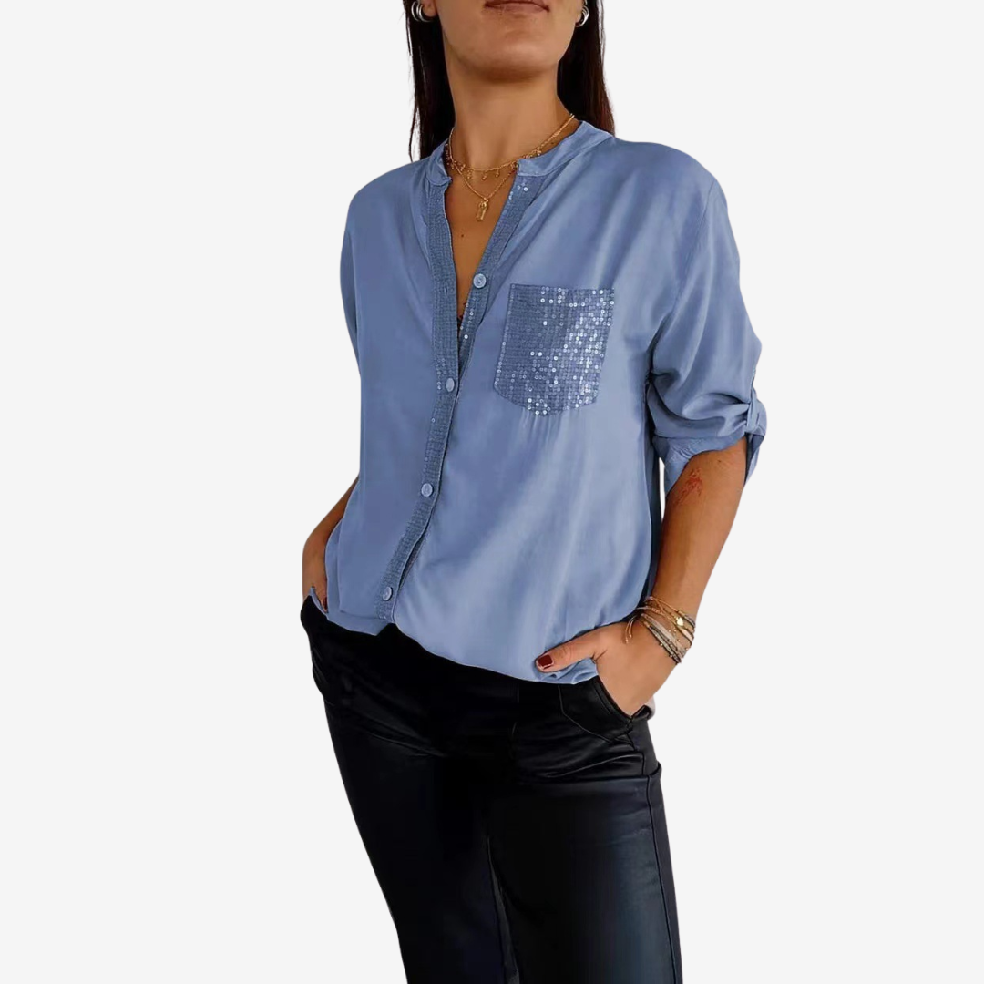 Elyn™ Chemise à Poche Pailletée