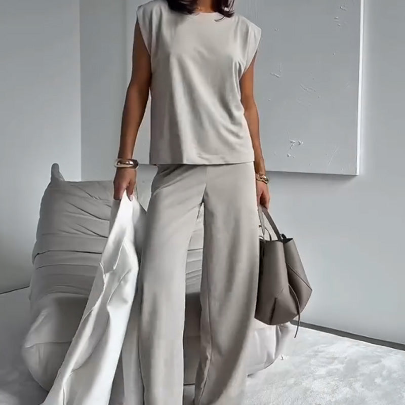Ensemble chic deux pièces t-shirt et pantalon large