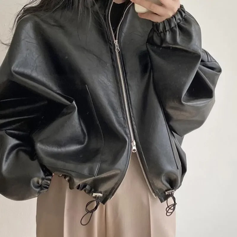Veste en cuir PU personnalisée style Hip Hop
