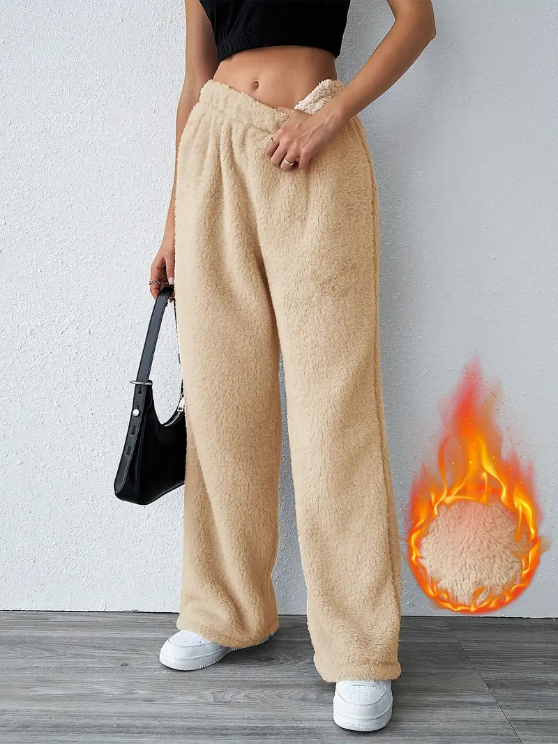 Pantalon élastique à taille haute pour femmes