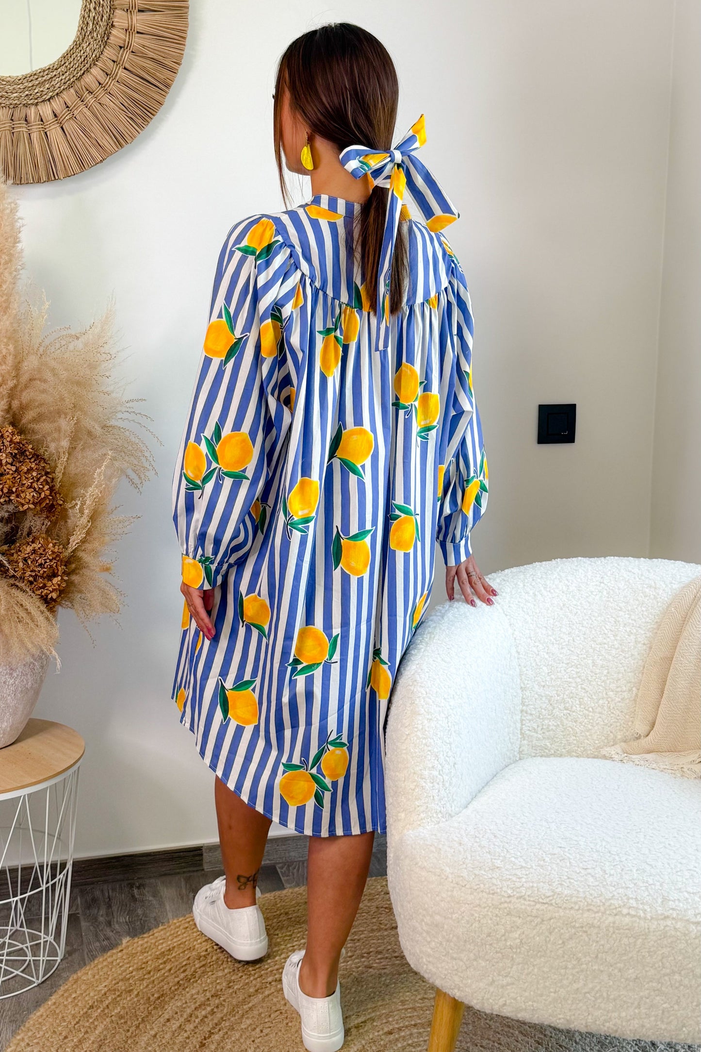 Robe Chemise Ample Citron Bleu