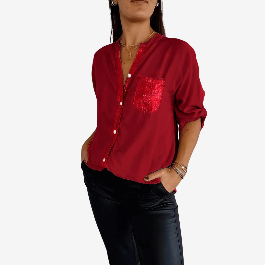 Elyn™ Chemise à Poche Pailletée