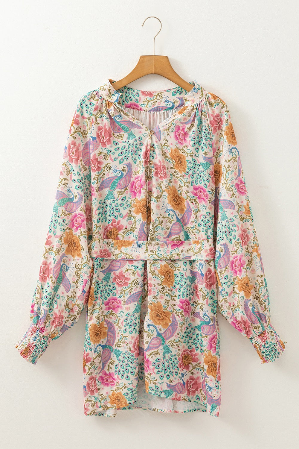 Sophie Paris® | Robe à col cranté imprimée avec manches lanterne