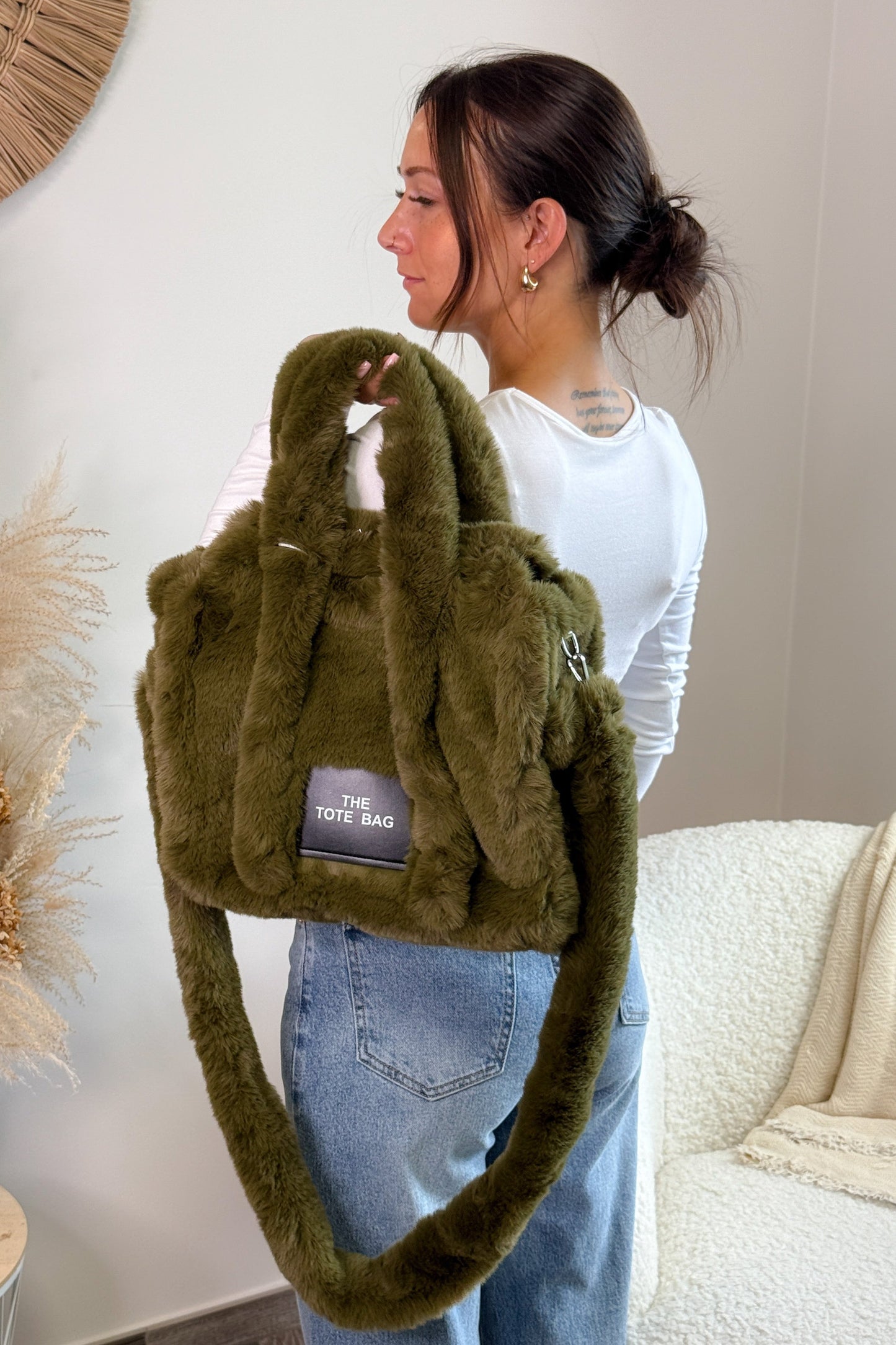 The Tote Bag Fourrure Kaki