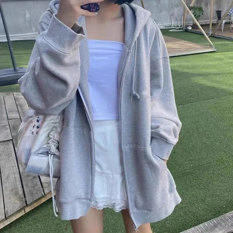 Sweat à capuche oversize uni style coréen