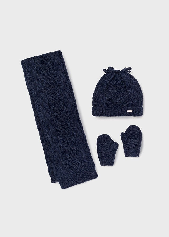 Ensemble bonnet - écharpe - moufles bébé Evelina