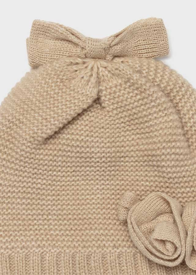 Ensemble bonnet - écharpe fleurs bébé