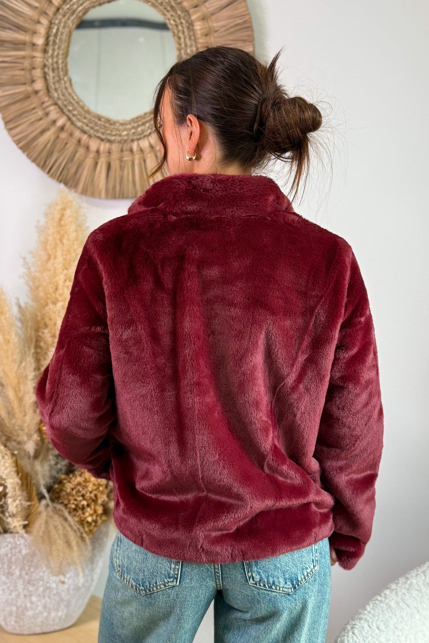 Veste Fausse Fourrure Vide Bordeaux Only
