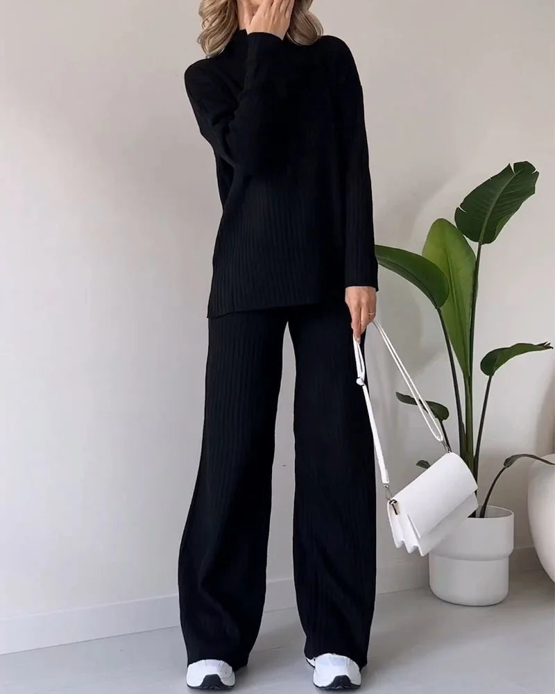Ensemble chic deux pièces avec fente latérale élégante pour un look décontracté