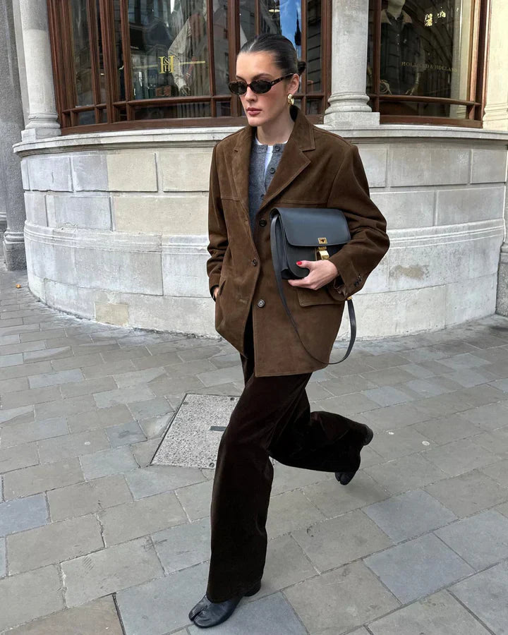 Veste Blazer en Suède Intemporelle pour un Superposition Chic