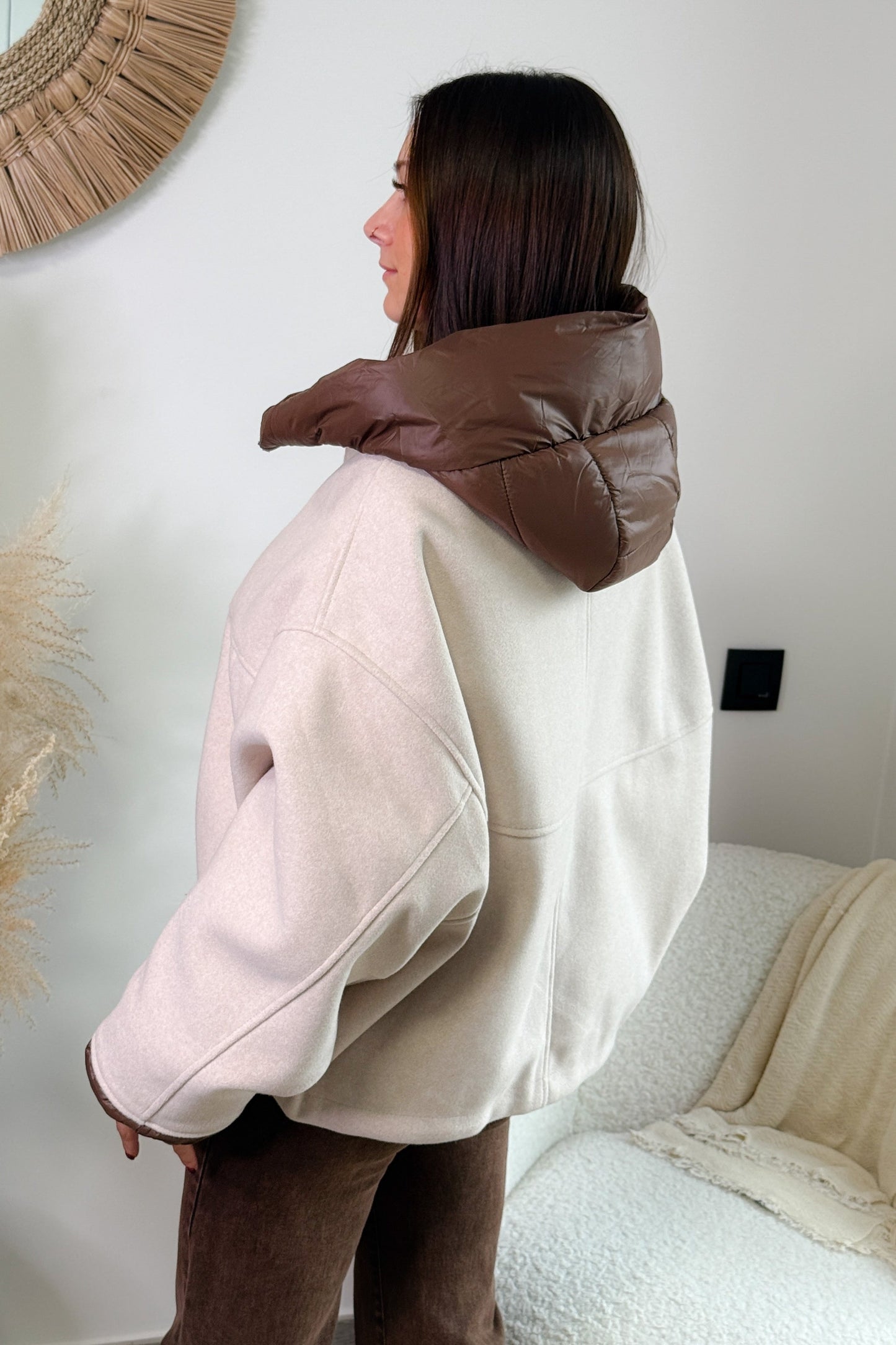 Veste Bi Matières Hélène Beige Choco