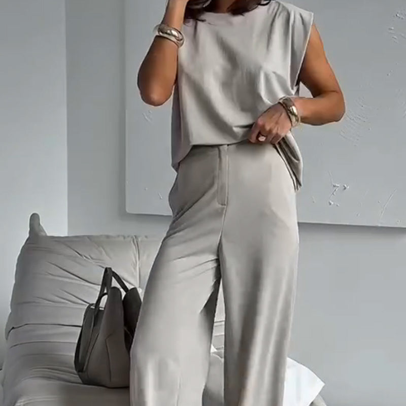 Ensemble chic deux pièces t-shirt et pantalon large