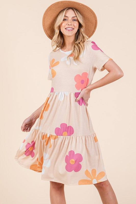 Sophie Paris® | Robe à volants Bombom Floral avec col rond