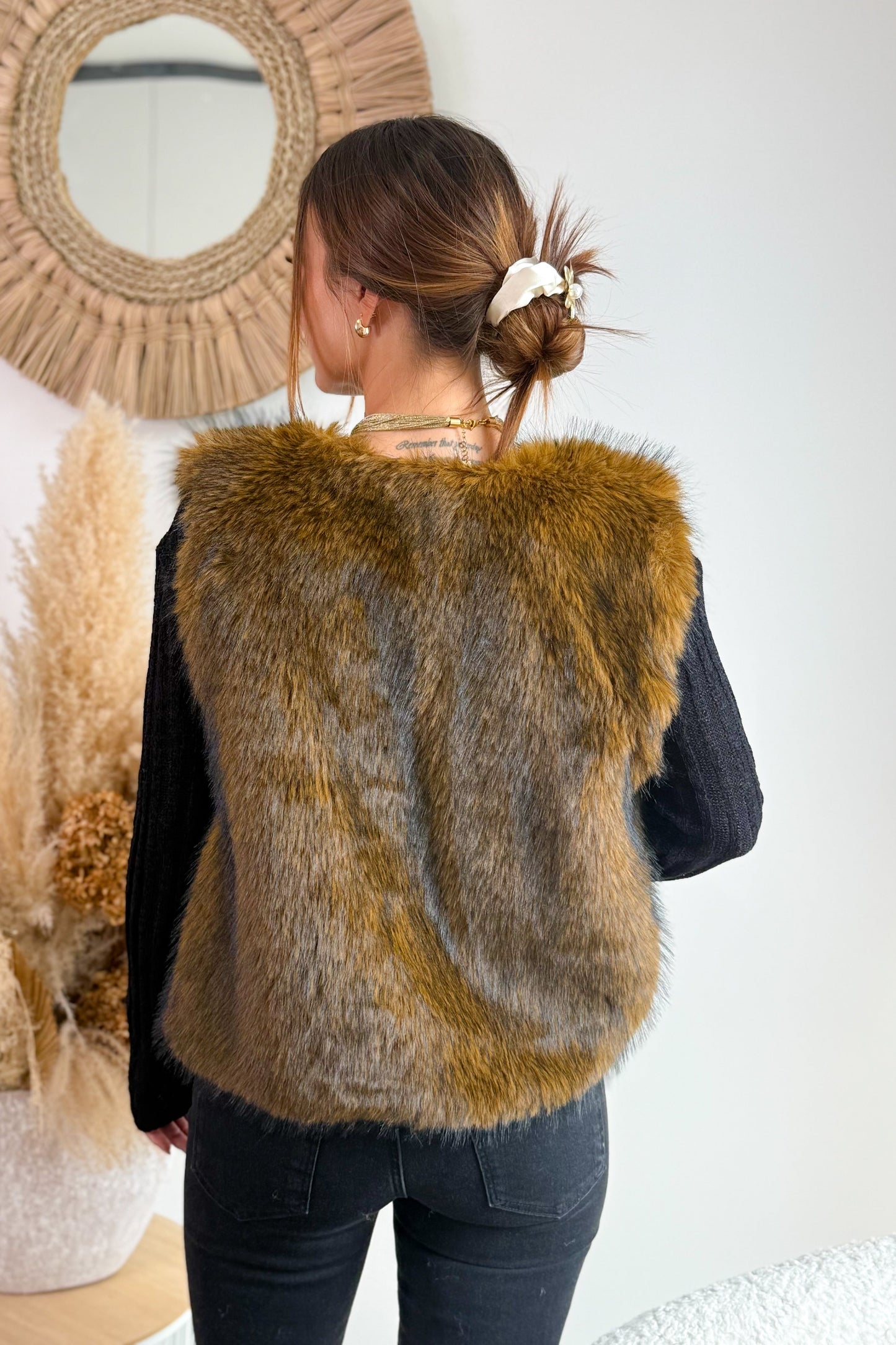Gilet Fausse Fourrure Brun