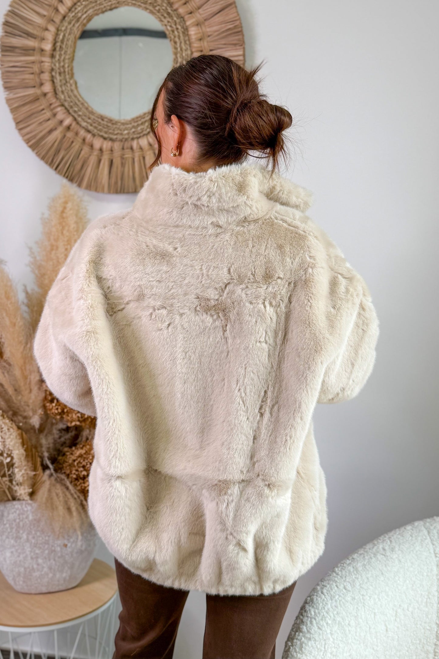 Veste Fausse Fourrure Mariposa Beige