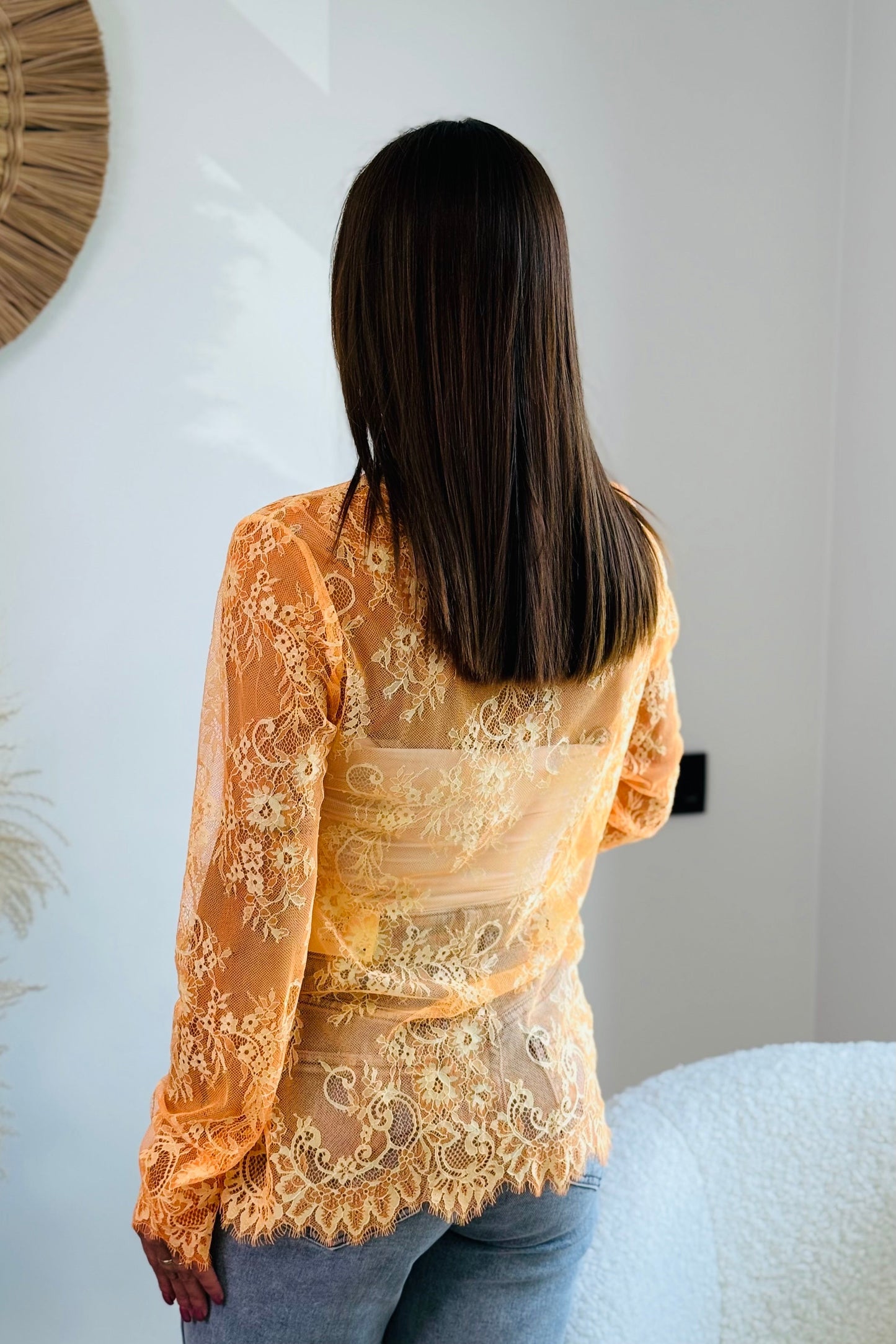 Top Dentelle Manches Longues Brida Orange Fluo