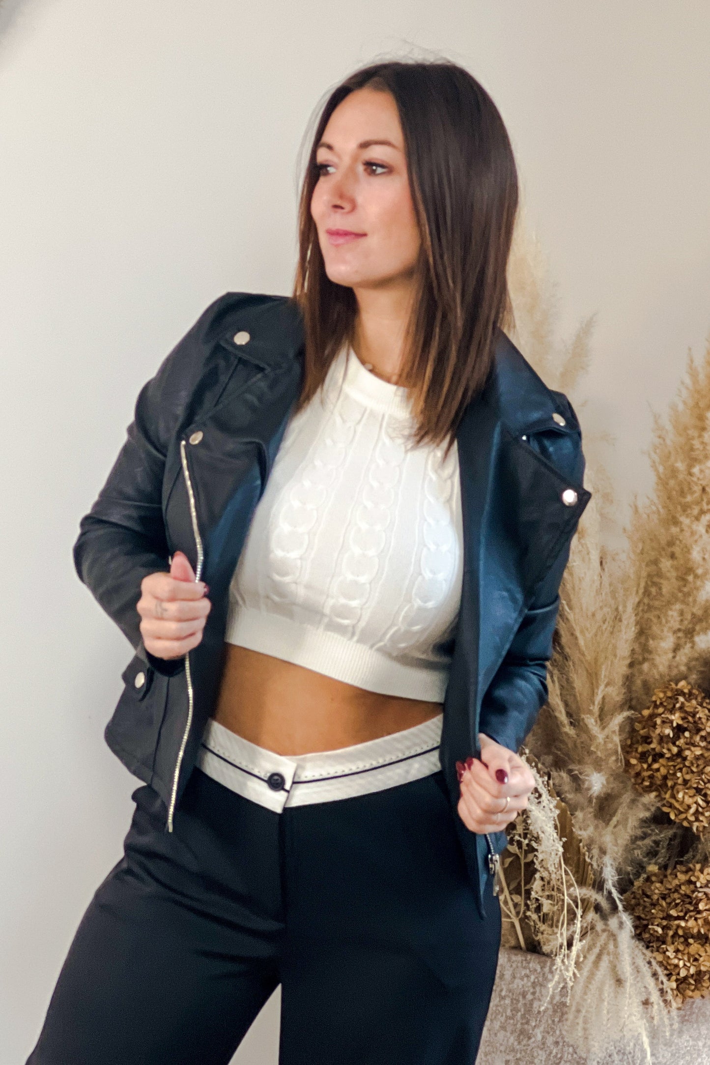 Perfecto simili cuir Noir Marcia ( S à 5XL )