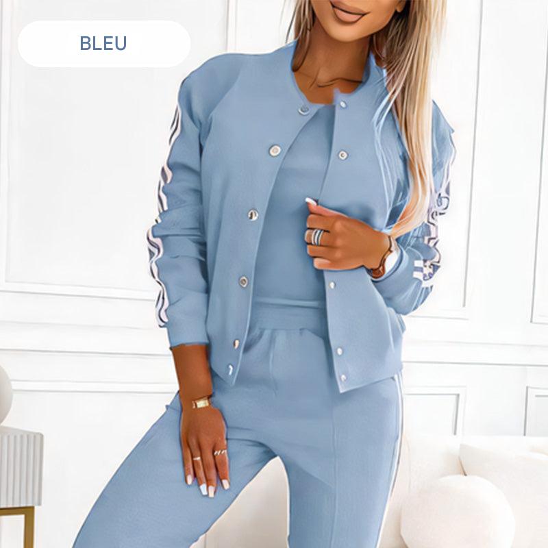 Ensemble trois pièces veste et pantalon pour femme