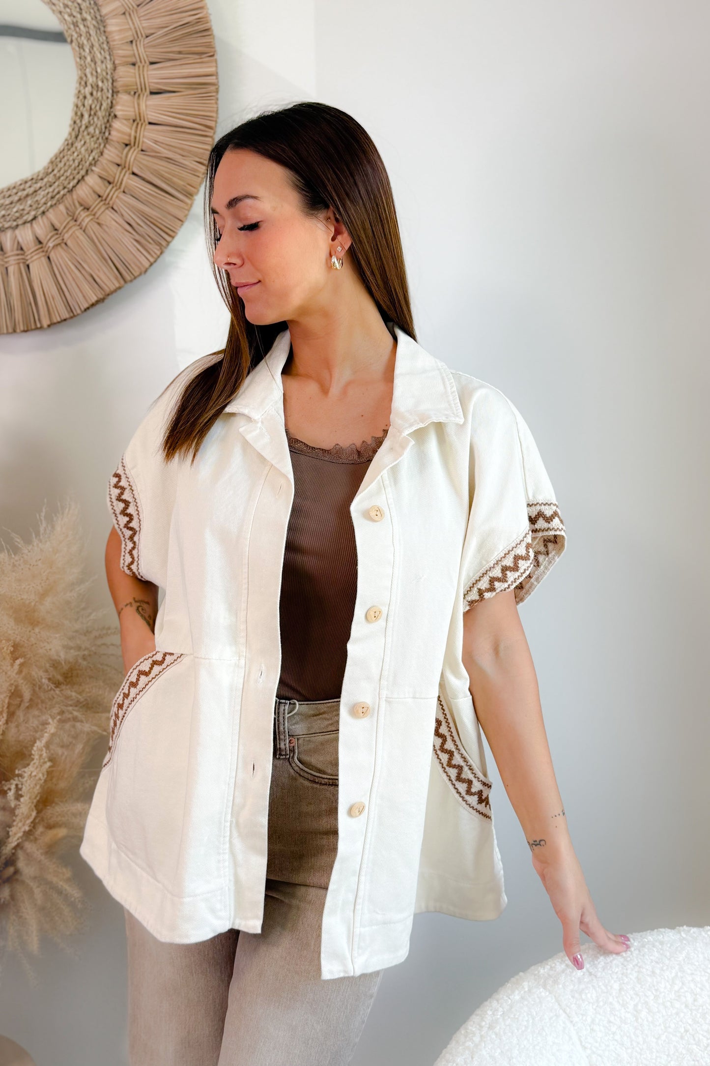 Veste Ample Wilma Beige/Choco