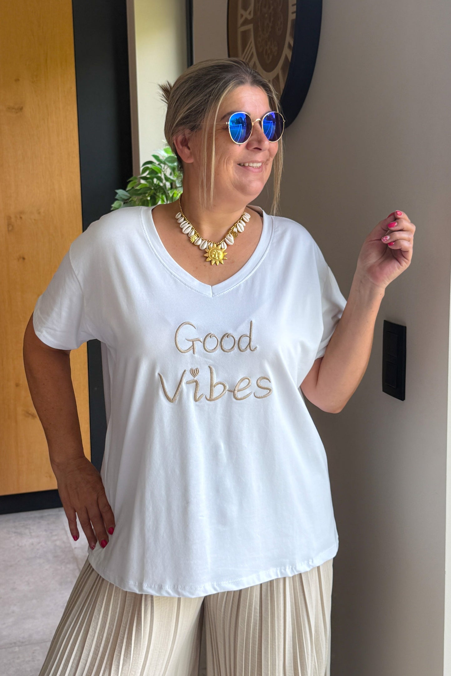 T-Shirt " Good Vibes" Beige GT (42/48)