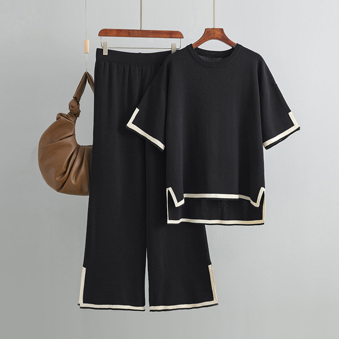 Ensemble Tendance Blouse Col Rond Et Pantalon Maxi Femme