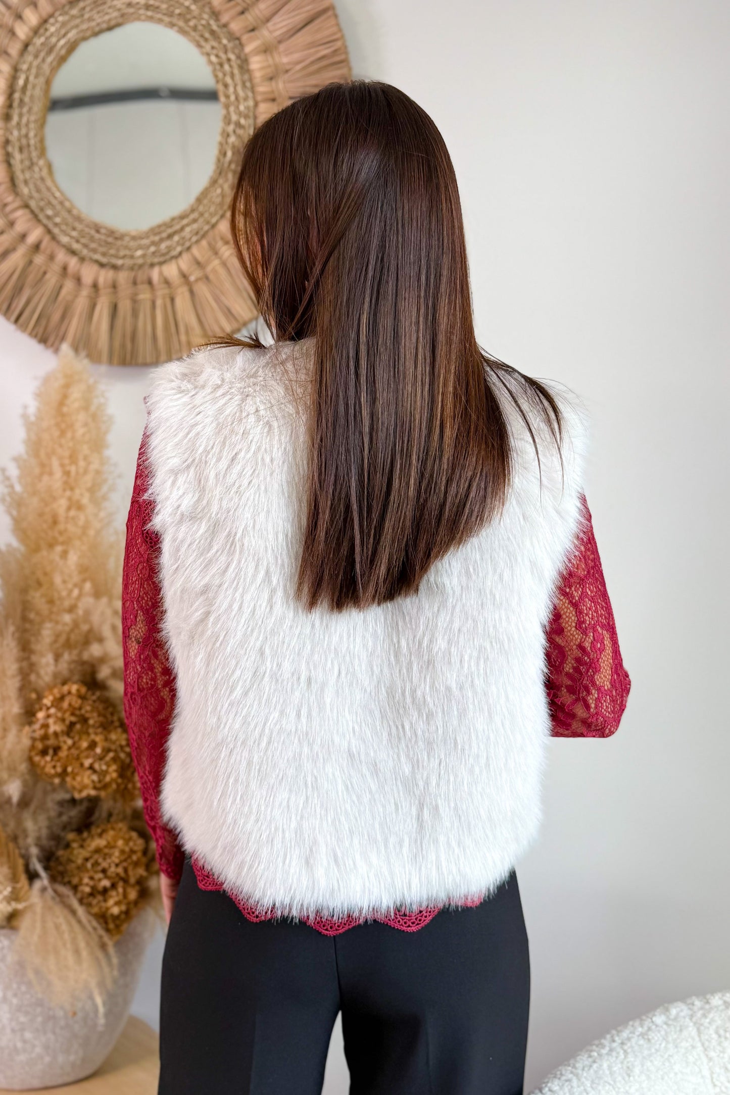 Gilet Ora Fausse Fourrure Ecru JDY