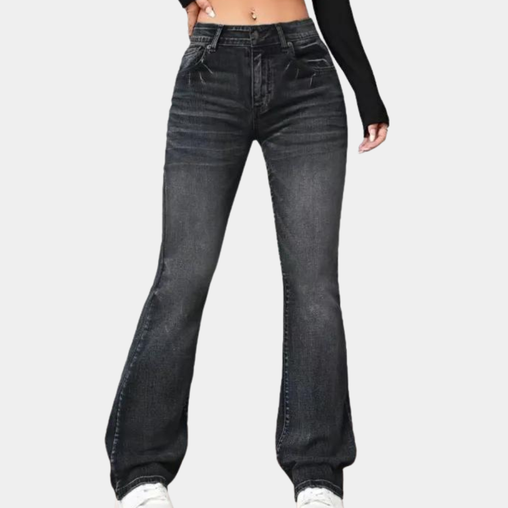 pantalons à taille haute et à jambes larges pour femmes