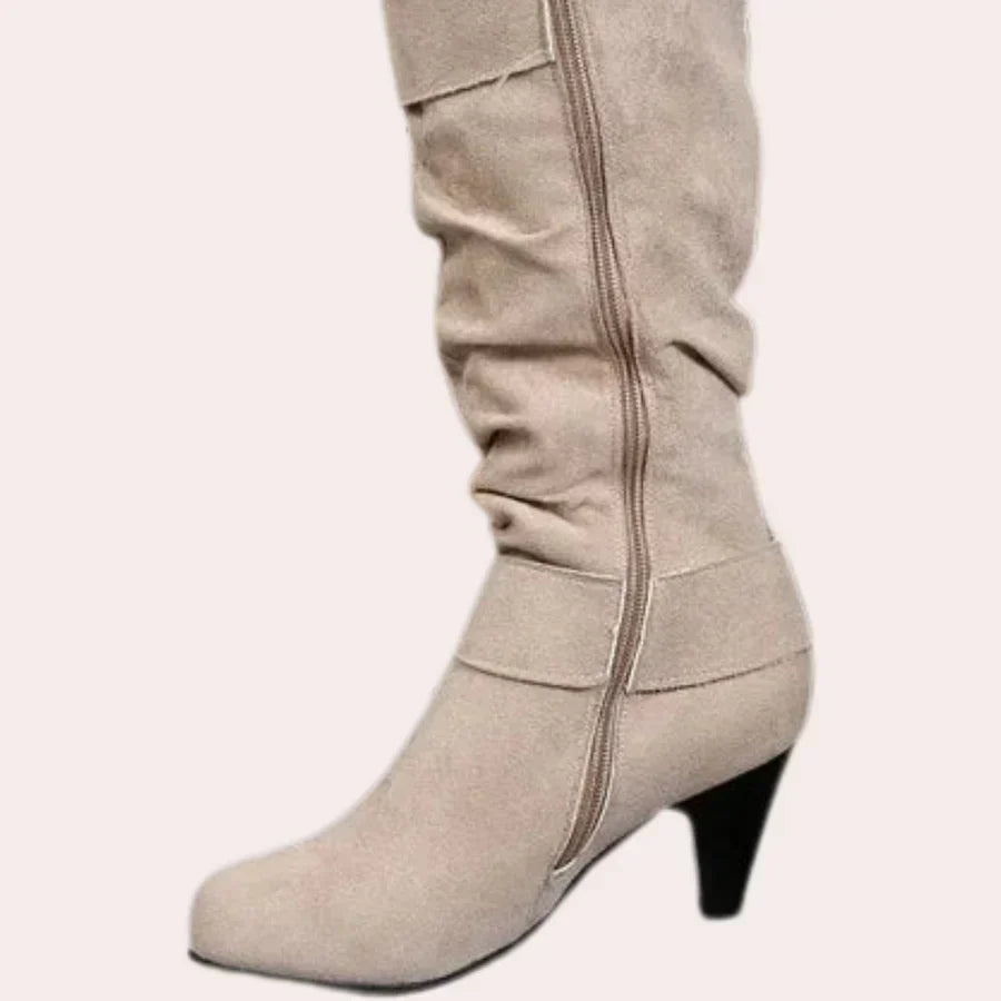 Bottes Hautes à Talons Zipées Tendance pour Femme