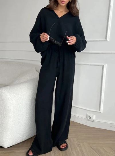 Ensemble deux pièces comprenant un haut et un pantalon, coupe décontractée et large