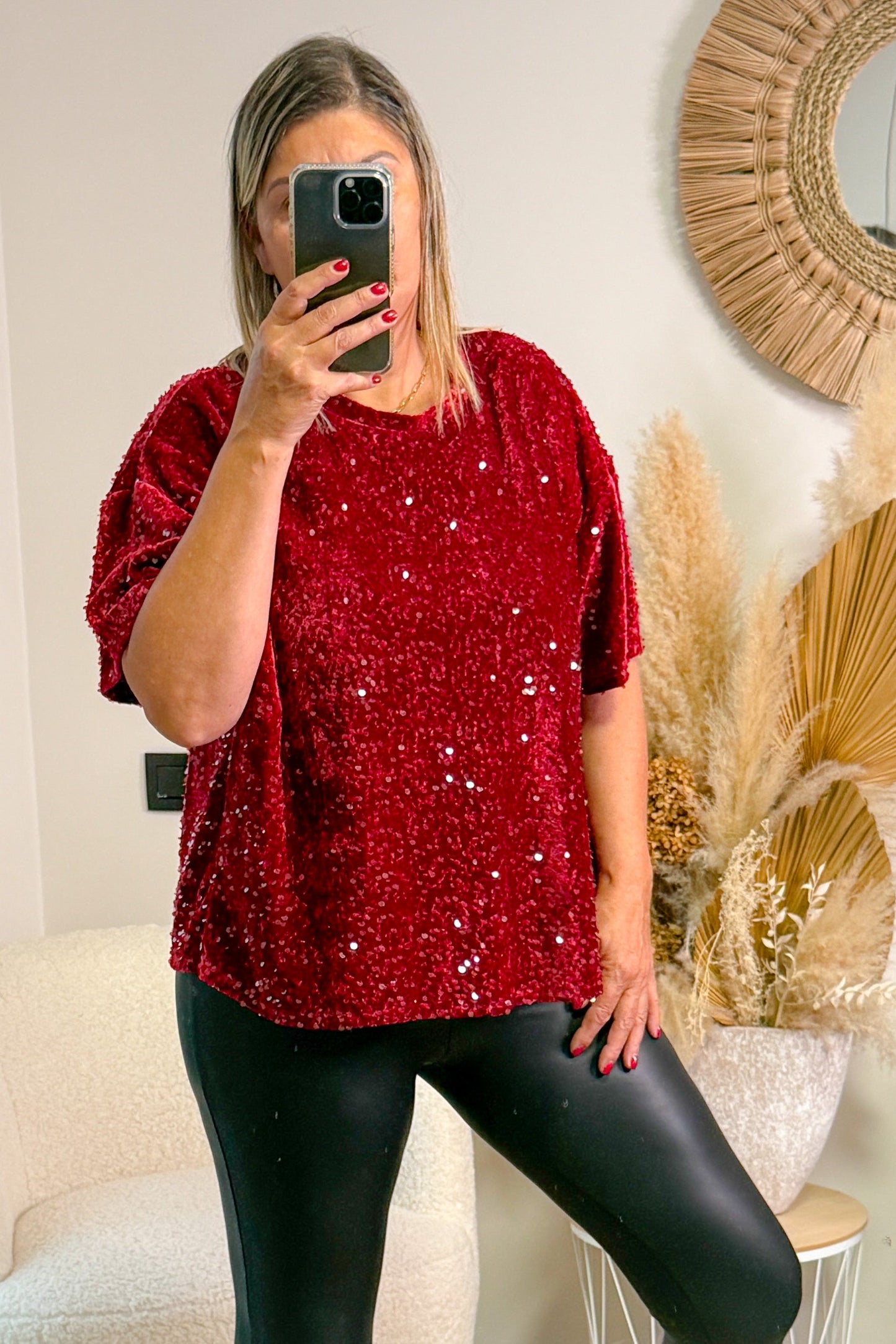 Top Brista Bordeaux à Sequins Transparents GT