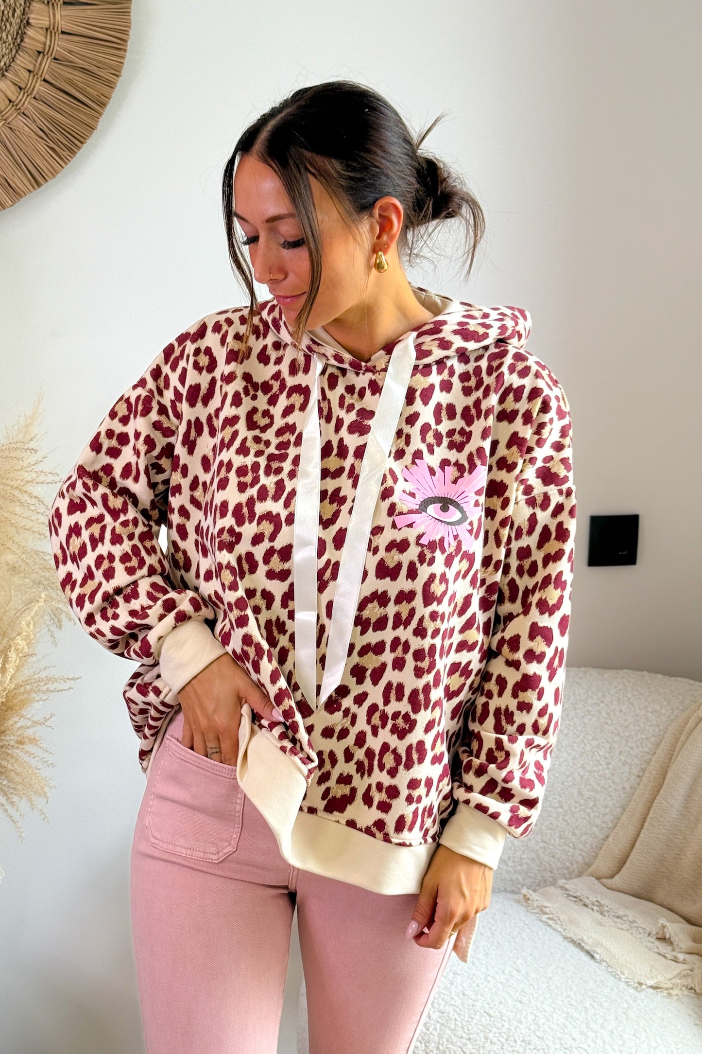 Sweat A Capuche " Oeil" Bordeaux