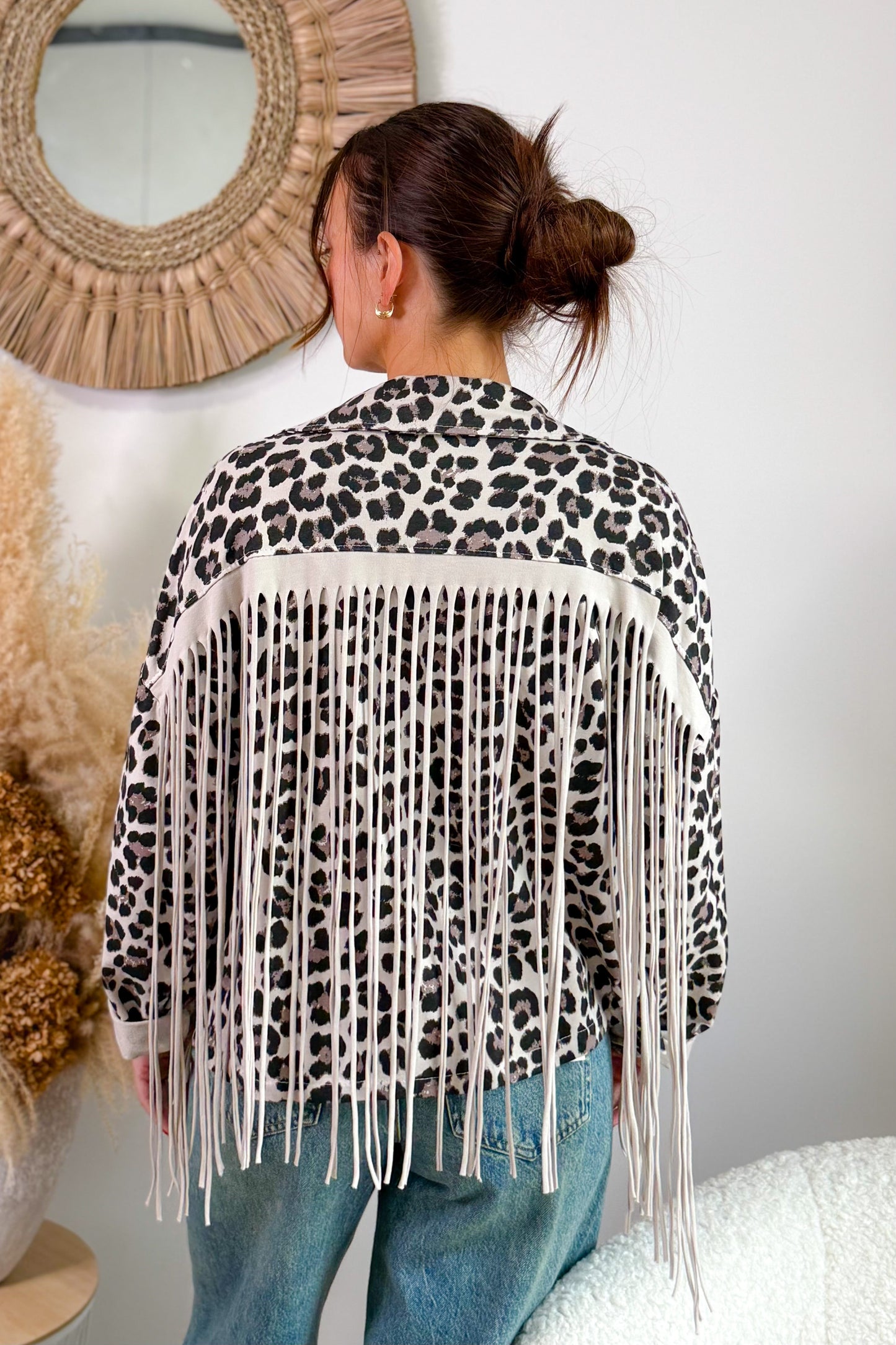 Veste A Franges Andra Léo Beige