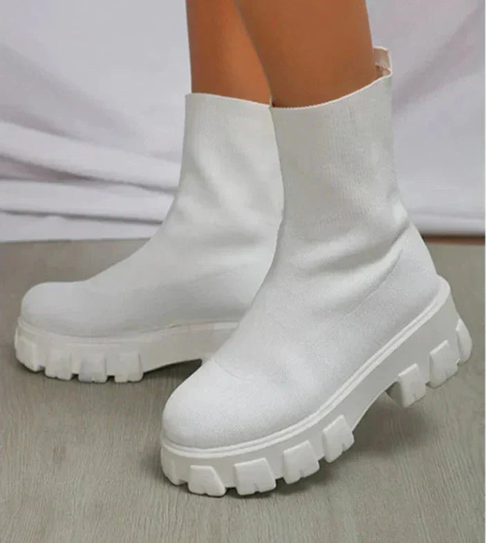 Bottines Longueur Cheville Deux Tons Pour Femme