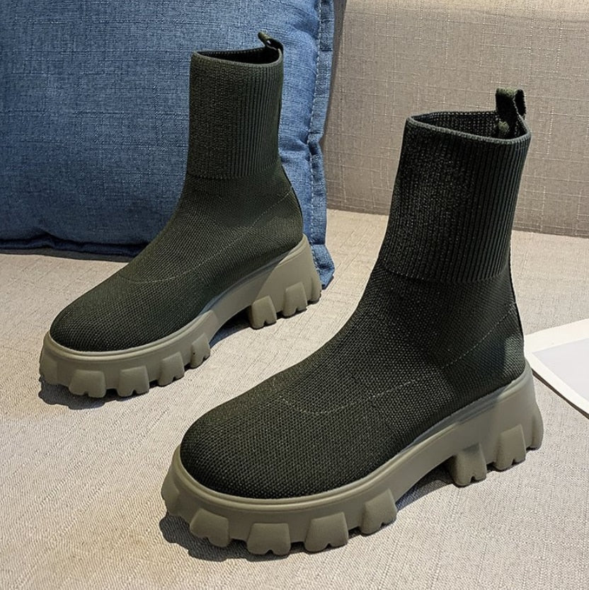 Bottines Longueur Cheville Deux Tons Pour Femme