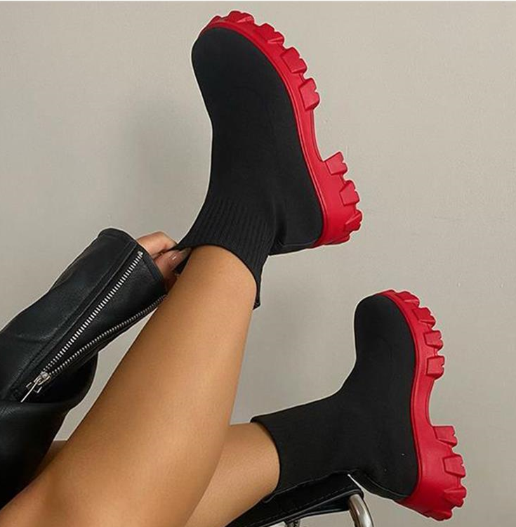Bottines Longueur Cheville Deux Tons Pour Femme