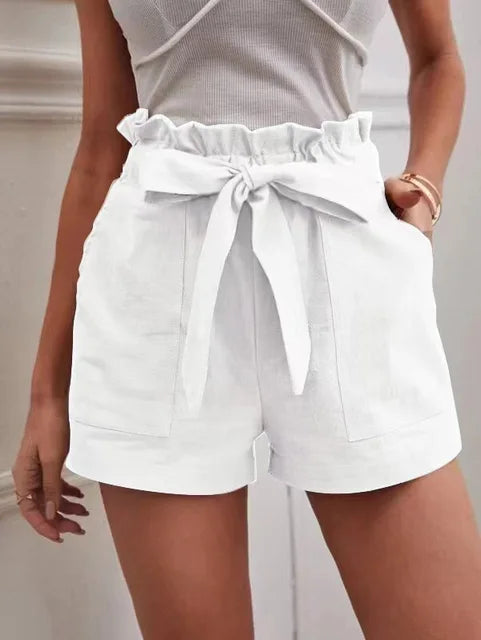 Short taille haute avec ceinture à nouer pour femmes